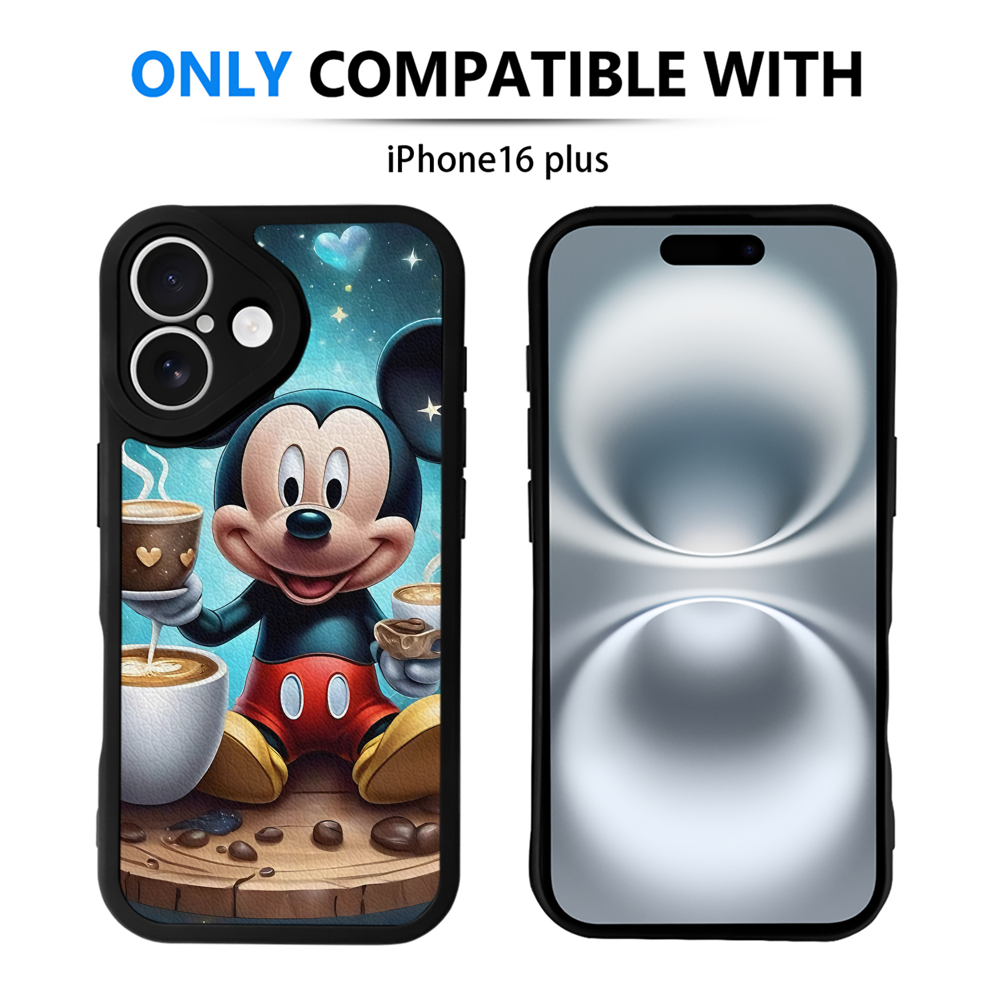 （画像用） ミッキーマウス Mickey Mouse 【iPhone 16シリーズ対応】シリコンスマホケース（レザー調） 材質：シリコン